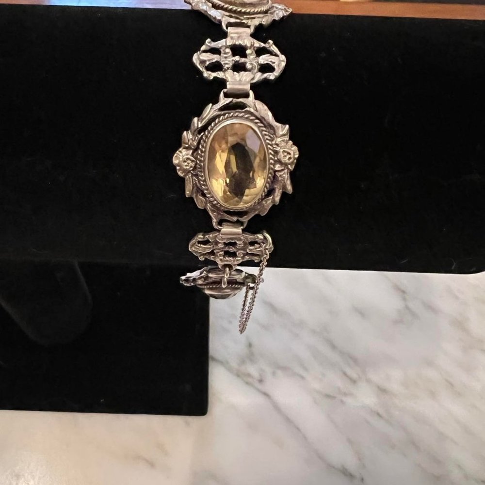 Lovely Delicate and Intricate Signed Sterling Citrine and Floral Peruzzi… - Picture 8 of 9